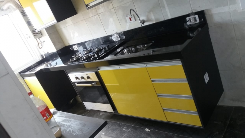 Bancada Cozinha Granito Preto Residencial Oito - Bancada Cozinha Granito Preto