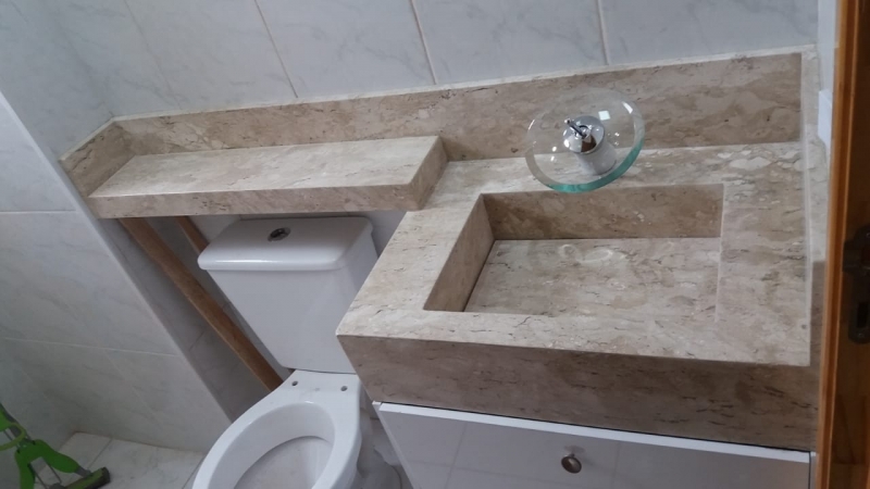 Bancada de Banheiro em Mármore Valores Jaraguá - Banheiro com Bancada de Mármore