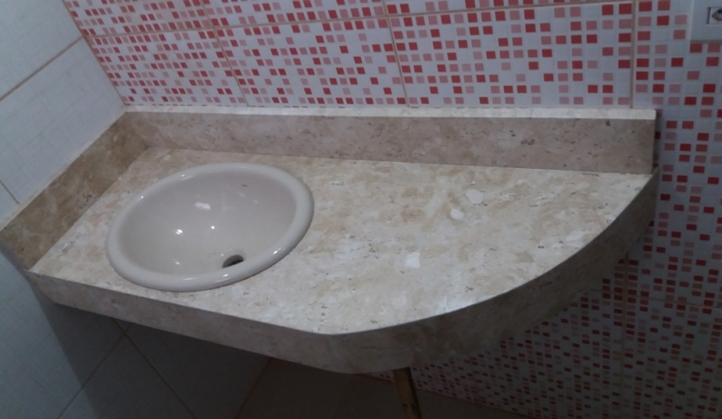 Bancada de Mármore com Cuba para Banheiro Vila Madalena - Bancada de Banheiro em Mármore