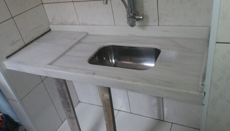 Preço de Bancada Cozinha Mármore Branco Vila Cretti - Bancada com Pedra de Mármore