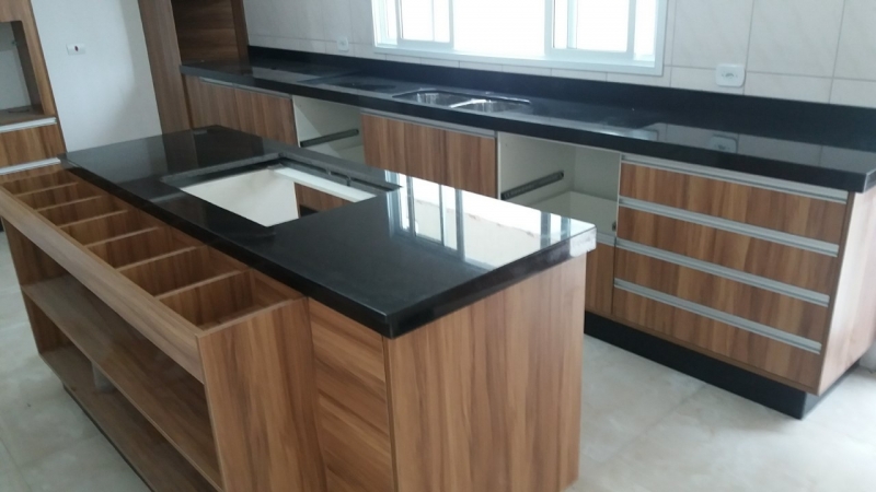 Venda de Bancada Cozinha Granito Preto Residencial Onze - Bancada Cozinha Granito